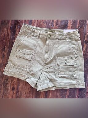 American Eagle Highest Rise 90's Utility Boyfriend Short Olive Green Sz 10 NWT